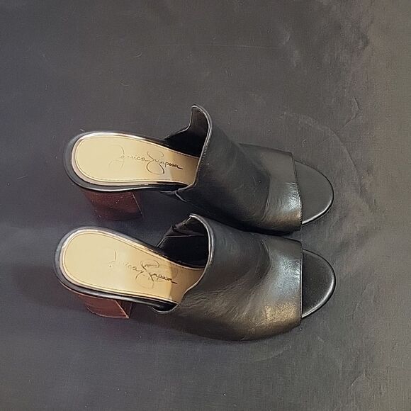 JESSICA SIMPSON PEEP TOE BLOCK HEEL SLIDE MULE SANDAL - Picture 4 of 13